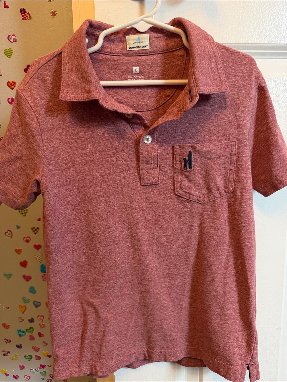 johnnie-O Boys Heathered Red Polo with Chest Pocket